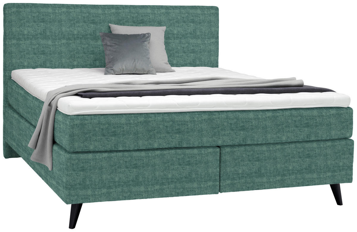 BOXSPRINGBETT 180/200 cm  in Petrol  - Petrol/Schwarz, Konventionell, Holz/Textil (180/200cm) - Voleo