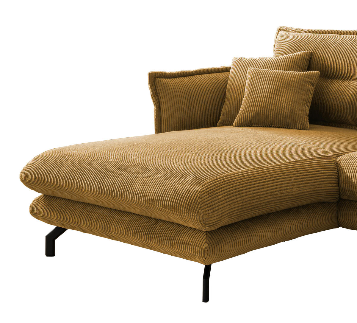 ECKSOFA in Cord Goldfarben  - Goldfarben/Schwarz, Modern, Textil/Metall (180/255cm) - Livetastic
