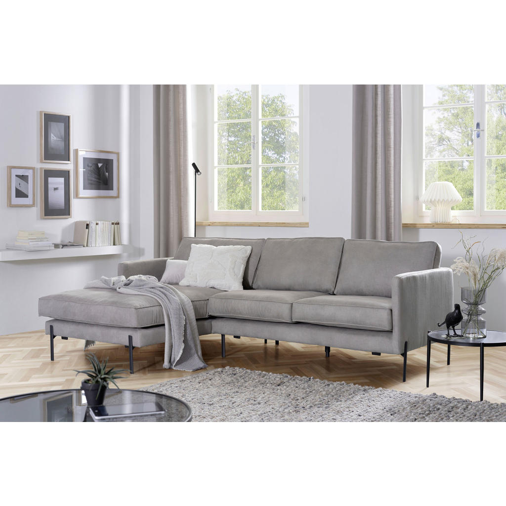 Thumbnail - Livetastic Ecksofa, Hellgrau, Textil, 3-Sitzer, Ottomane links, L-Form, 232x154 cm, Rücken echt, Armteil links, Wohnzimm...