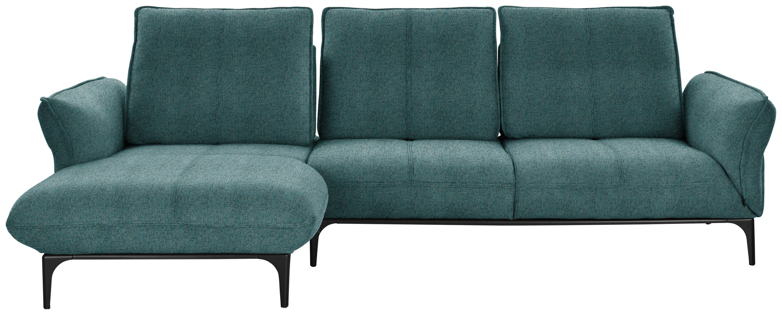 ECKSOFA in Webstoff Petrol  - Petrol/Schwarz, Natur, Textil (182/277cm) - Valnatura