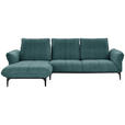 ECKSOFA in Webstoff Petrol  - Petrol/Schwarz, Natur, Textil (182/277cm) - Valnatura