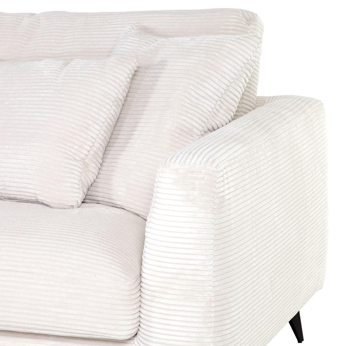 ECKSOFA in Cord Beige  - Beige/Schwarz, Lifestyle, Textil/Metall (140/270cm) - Livetastic