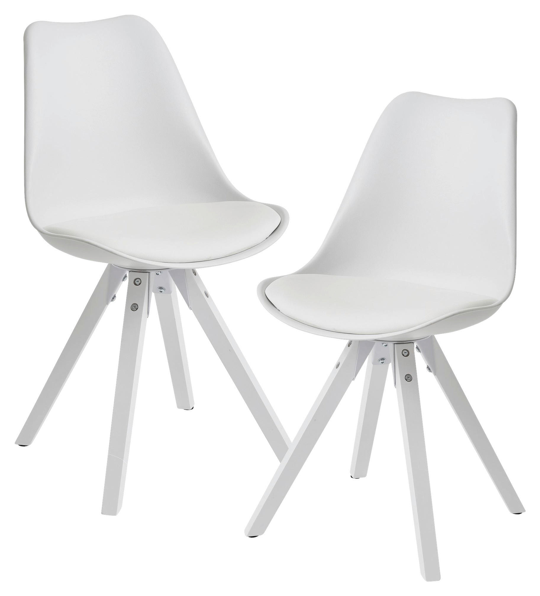 Set De Scaune din plastic, textil, alb