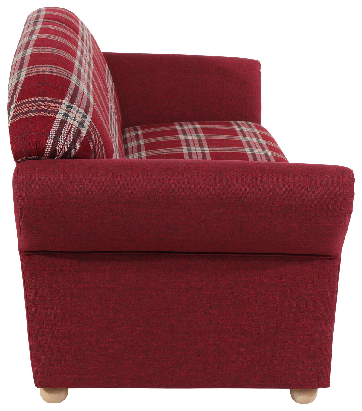 3-SITZER-SOFA in Flachgewebe Rot  - Buchefarben/Rot, Design, Holz/Textil (202/85/81cm) - Max Winzer