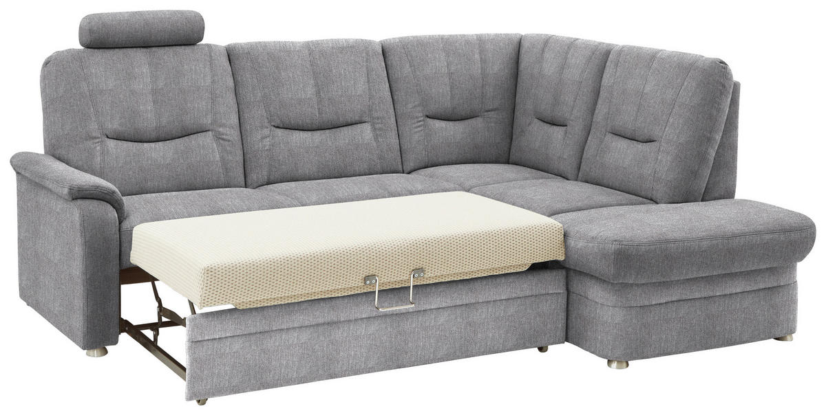 ECKSOFA Chenille Hellgrau  - Hellgrau/Schwarz, Konventionell, Kunststoff/Textil (235/185cm) - Beldomo Comfort