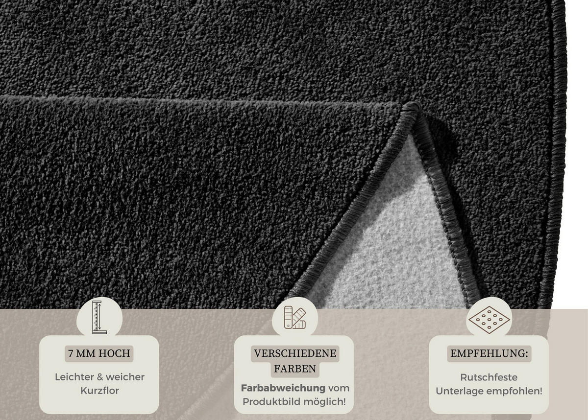 FLACHWEBETEPPICH 133 cm Fancy Schwarz  - Schwarz, Basics, Kunststoff (133cm) - Hanse Home