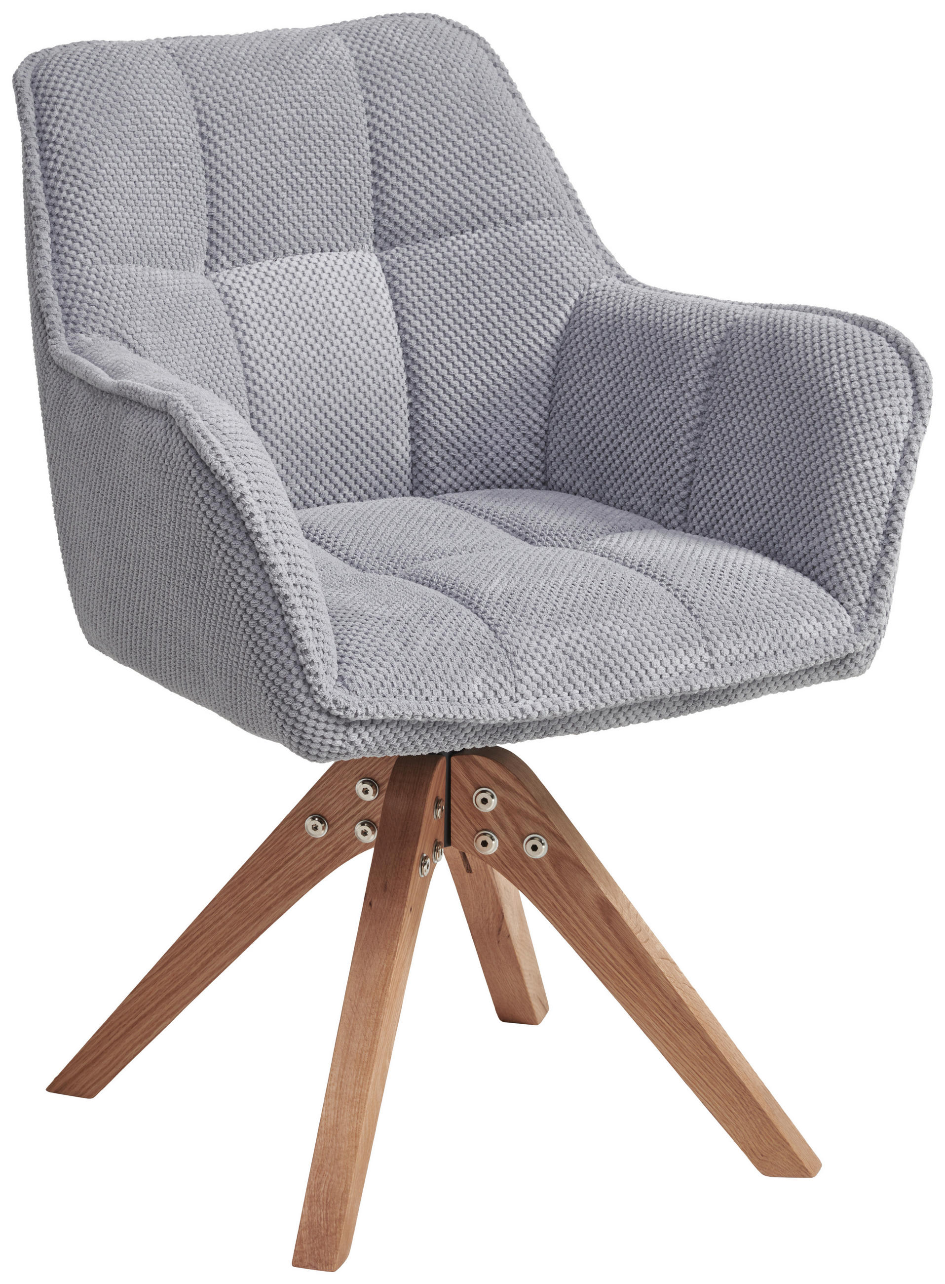 ARMLEHNSTUHL  Sitzfläche 360° drehbar, inklusive Armlehnen Webstoff  - Eichefarben/Grau, Basics, Holz/Textil (61/85/63cm) - MID.YOU