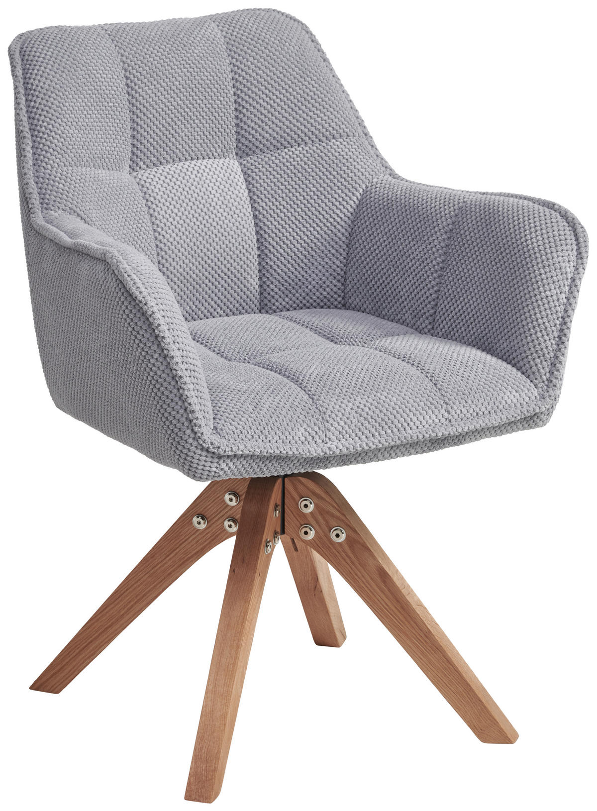ARMLEHNSTUHL  Sitzfläche 360° drehbar, inklusive Armlehnen Webstoff  - Eichefarben/Grau, Basics, Holz/Textil (61/85/63cm) - MID.YOU