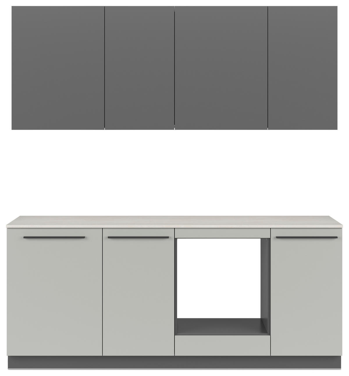 KÜCHENBLOCK 210 cm   in Graphitfarben, Grau  - Schwarz/Graphitfarben, Basics, Holzwerkstoff/Kunststoff (210cm) - Visiona