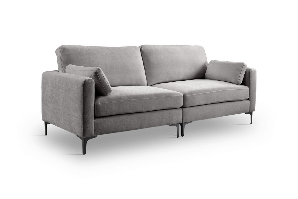 3,5-SITZER VENTI Webstoff Hellgrau  - Hellgrau/Schwarz, Basics, Textil (225/92/97cm) - MID.YOU