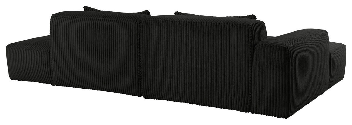 ECKSOFA BILLUND Schwarz Cord Nierenkissen  - Schwarz, KONVENTIONELL, Kunststoff/Textil (294/165cm) - Livetastic