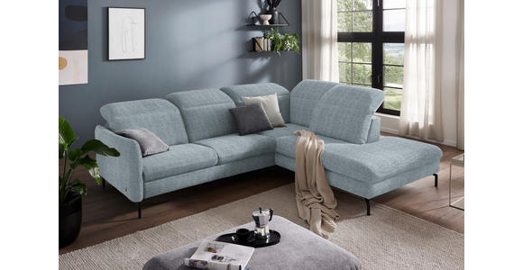 ECKSOFA in Flachgewebe Hellblau 299-313/233 cm - Schwarz/Hellblau, Design, Textil/Metall (299-313/233cm) - Dieter Knoll