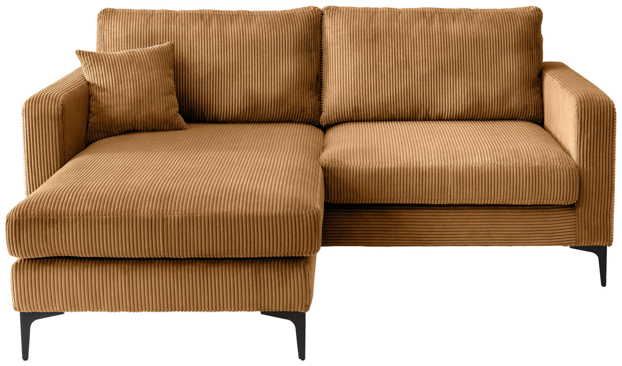 ECKSOFA in Cord Goldfarben  - Goldfarben/Schwarz, Basics, Textil/Metall (204/153cm) - Livetastic