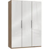 DREHTÜRENSCHRANK 150/216/58 cm 3-türig Eichefarben, Weiß  - Chromfarben/Eichefarben, MODERN, Glas/Holzwerkstoff (150/216/58cm) - MID.YOU