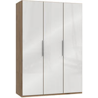 DREHTÜRENSCHRANK in Weiss, Eichefarben  - Chromfarben/Weiss, Modern, Glas/Holzwerkstoff (150/216/58cm) - MID.YOU