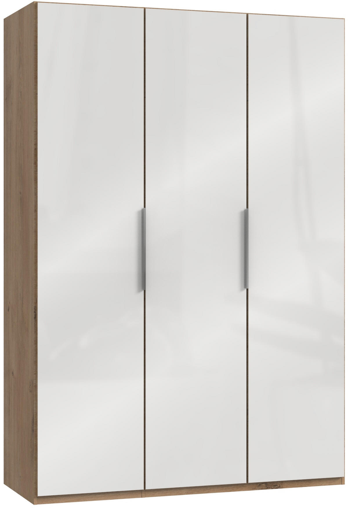 DREHTÜRENSCHRANK in Weiss, Eichefarben  - Chromfarben/Weiss, Modern, Glas/Holzwerkstoff (150/216/58cm) - MID.YOU