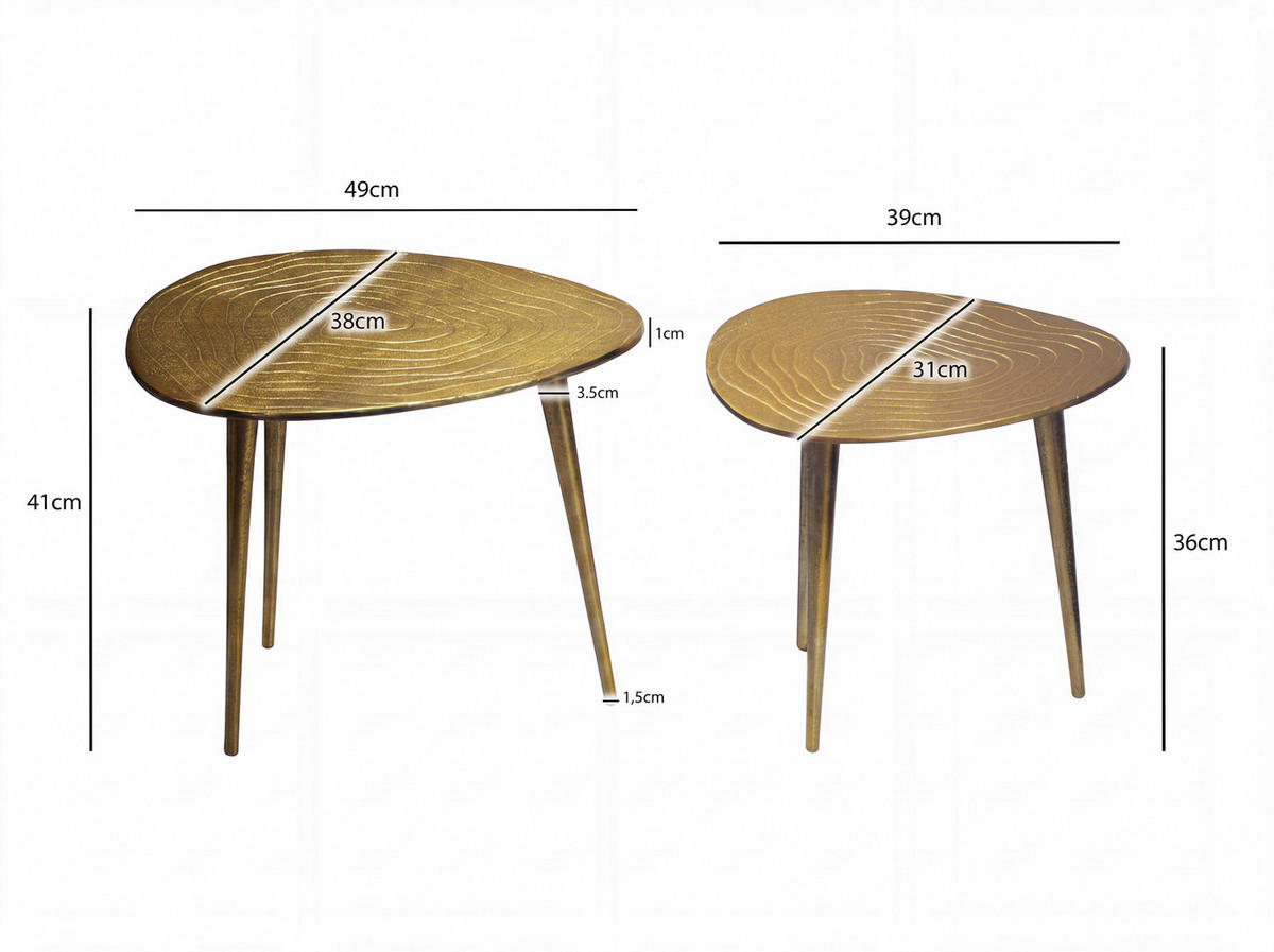 SET STOLIĆA zlatne boje  metal   - zlatne boje, Design, metal (49/49/41cm) - Livetastic