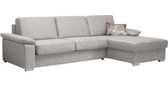 ECKSOFA in Flachgewebe Blaugrau - Chromfarben/Blaugrau, KONVENTIONELL, Textil/Metall (285/176cm) - Novel