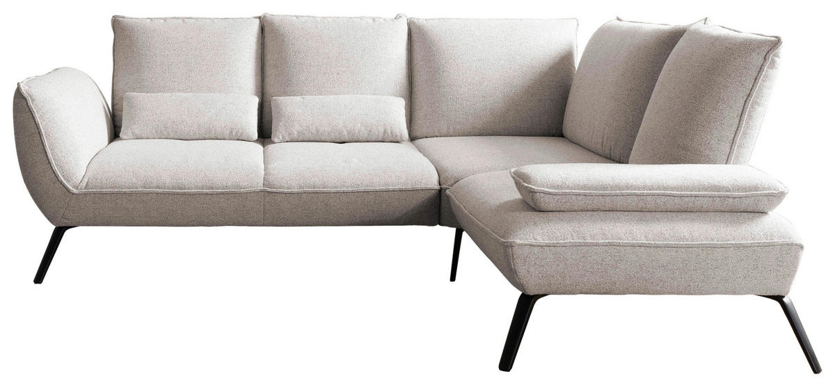 ECKSOFA Beige Flachgewebe, Struktur  - Beige/Schwarz, Design, Textil/Metall (259/233cm) - Moderano