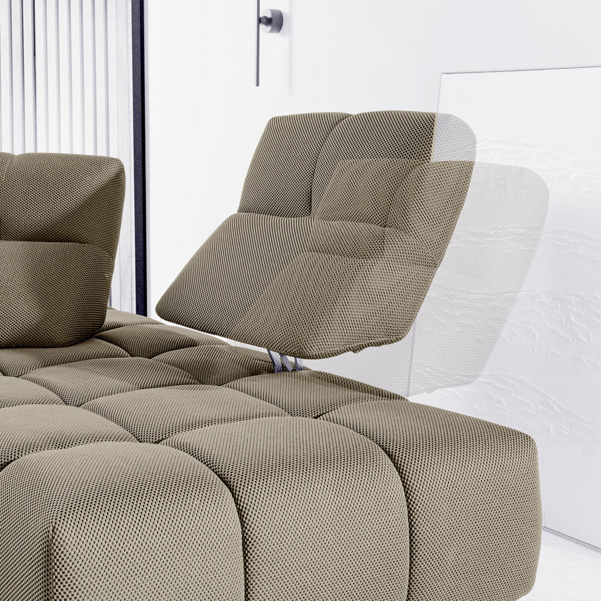 ECKSOFA Struktur Beigebraun  - Beigebraun/Schwarz, Design, Kunststoff/Textil (313/233cm) - Belluti