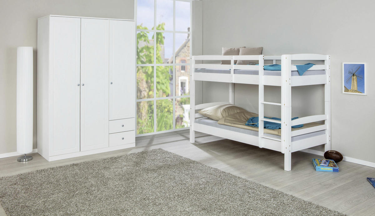 ETAGENBETT - Naturfarben/Weiß, MODERN, Holz (90/190cm) - MID.YOU