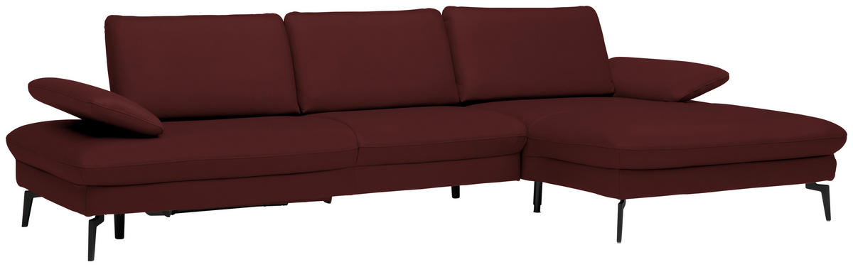ECKSOFA in Echtleder Beere  - Beere/Schwarz, Design, Leder/Metall (325/157cm) - Dieter Knoll