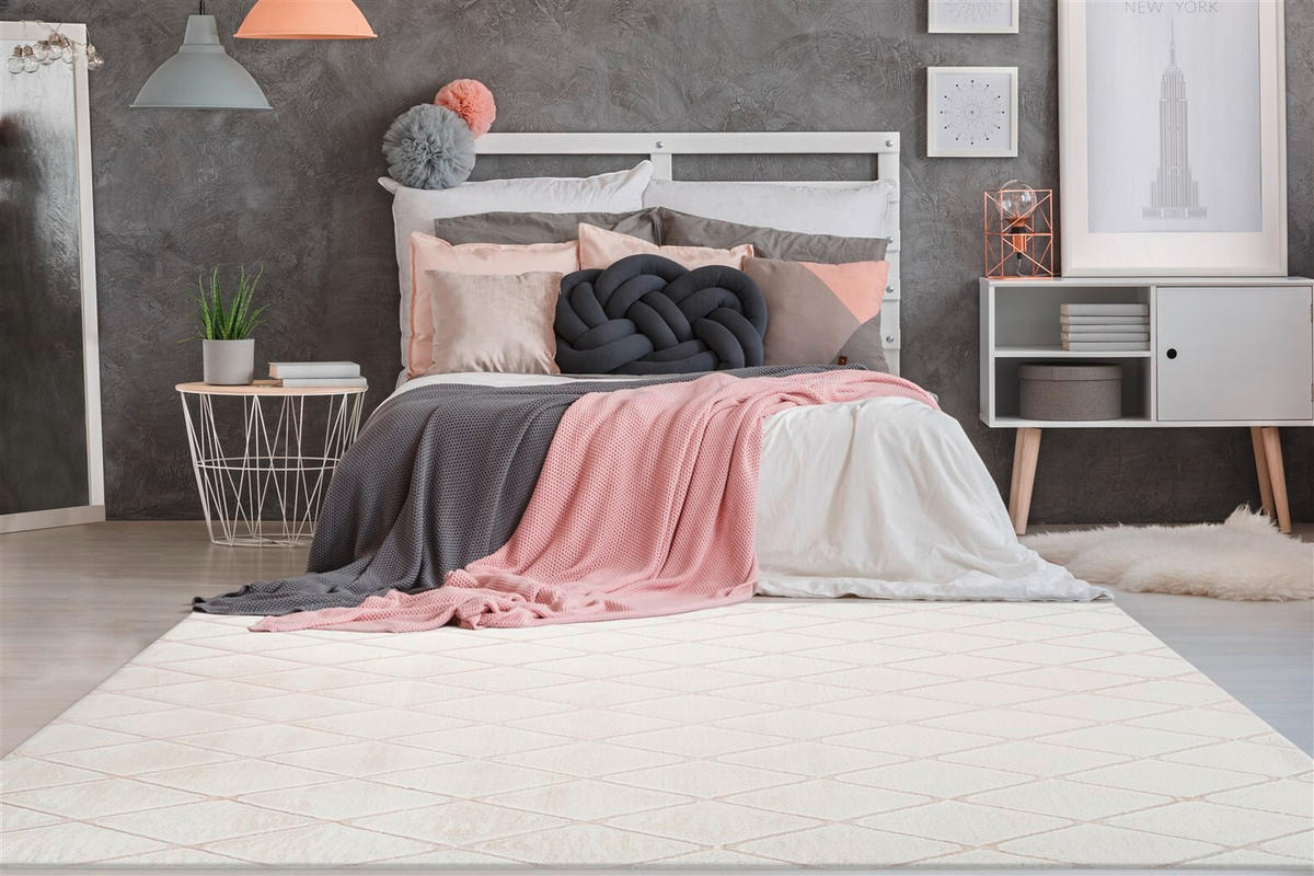 TEPPICH 160/230 cm Vivica 225 Weiß / Creme  - Creme/Weiß, KONVENTIONELL, Textil (160/230cm)