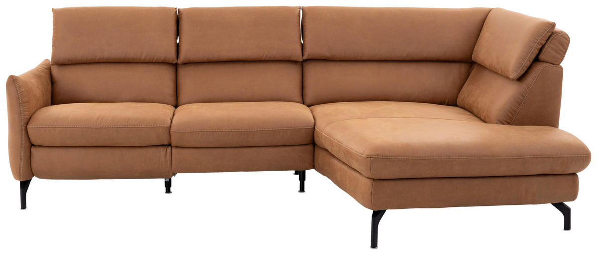 WOHNLANDSCHAFT Cognac  - Cognac/Beige, MODERN, Textil/Metall (274/160cm) - Livetastic
