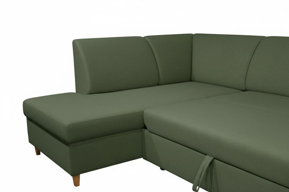 WOHNLANDSCHAFT NIKAS Grün Bouclé  - Buchefarben/Grün, Design, Holz/Textil (310/198/145cm) - MID.YOU