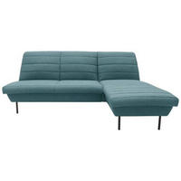 ECKSOFA Looks IX Petrol Webstoff  - Petrol/Schwarz, Design, Textil/Metall (214/168cm) - LOOKS by W.Joop