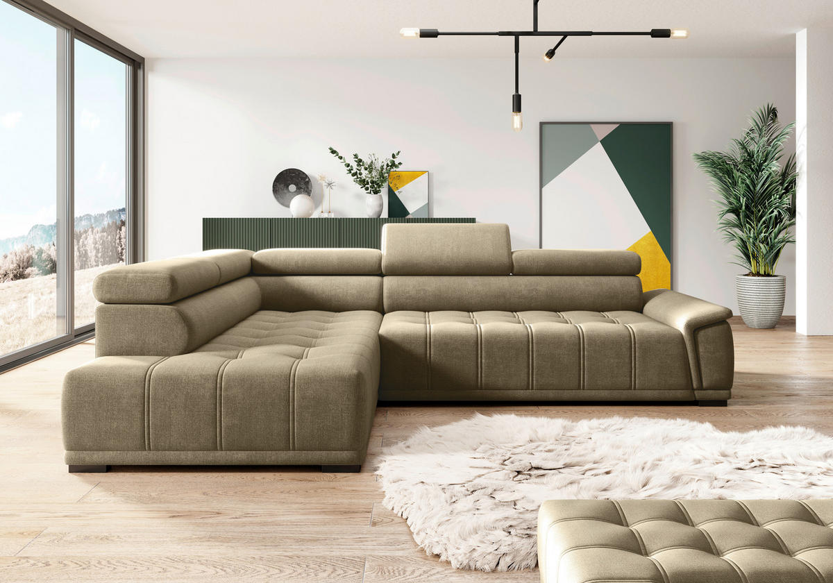 HÖRNSOFFA i chenille, vävt tyg taupe  - svart/taupe, Modern, textil/plast (206/283cm) - MID.YOU