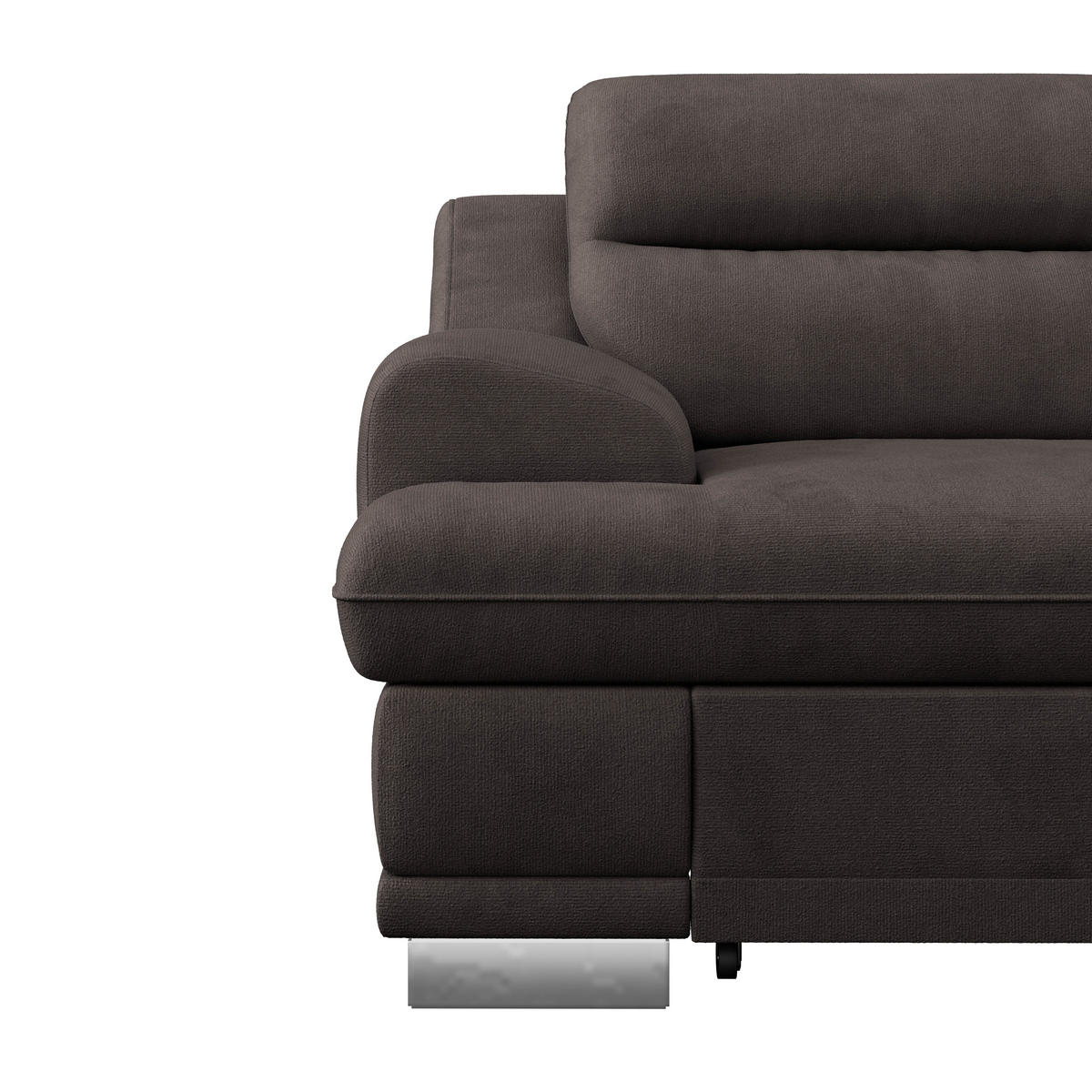 WOHNLANDSCHAFT Braun Velours  - Chromfarben/Braun, KONVENTIONELL, Textil/Metall (264/217cm) - MID.YOU