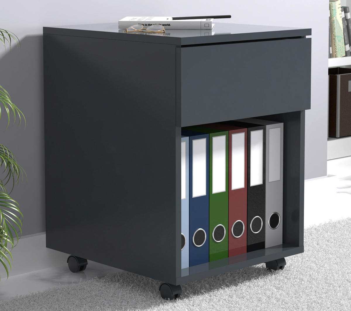 ROLLCONTAINER 39/55/45 cm  - Anthrazit, Modern, Holzwerkstoff/Kunststoff (39/55/45cm) - MID.YOU