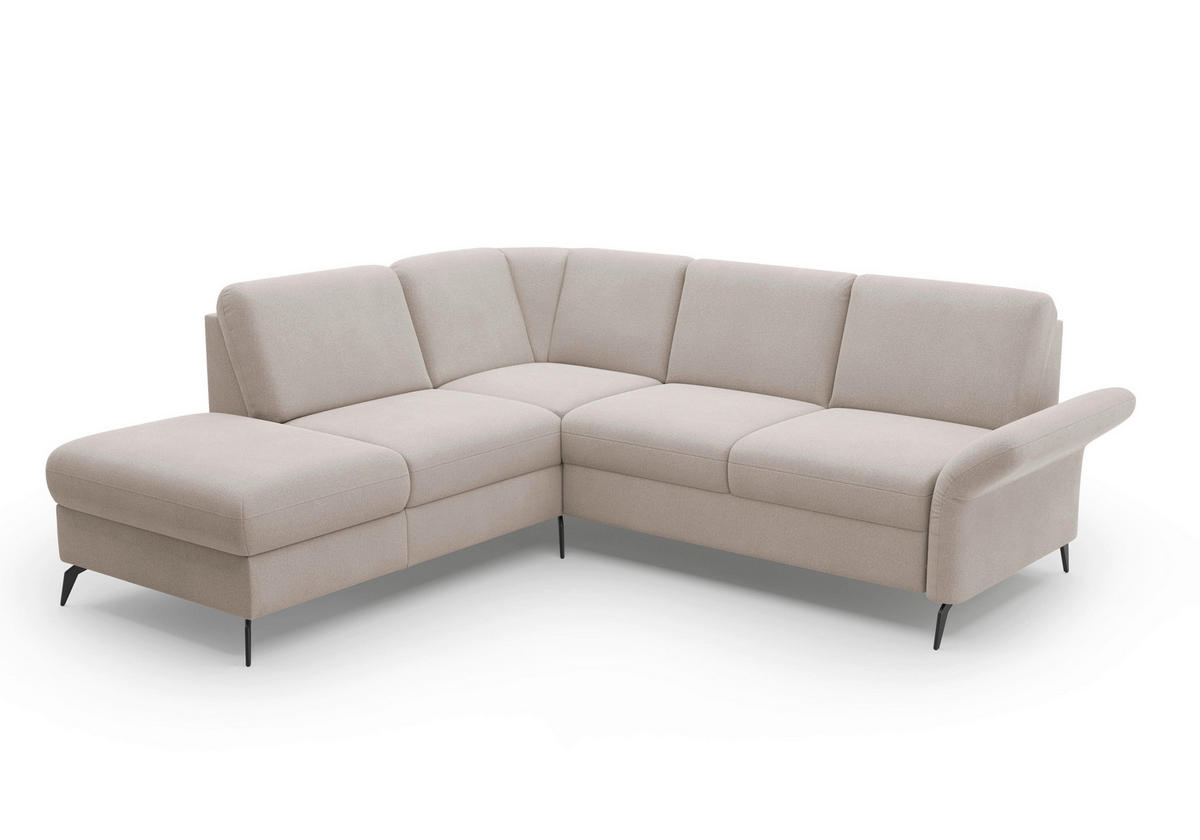 ECKSOFA ROCHELLE E Greige Flachgewebe  - Greige/Schwarz, KONVENTIONELL, Textil/Metall (216/240cm) - Sit & More
