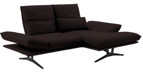 ECKSOFA in Echtleder Dunkelbraun  - Dunkelbraun/Schwarz, Design, Leder/Metall (210/130cm) - Dieter Knoll