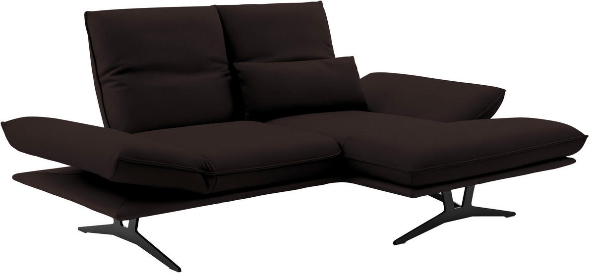 ECKSOFA in Echtleder Dunkelbraun  - Dunkelbraun/Schwarz, Design, Leder/Metall (210/130cm) - Dieter Knoll