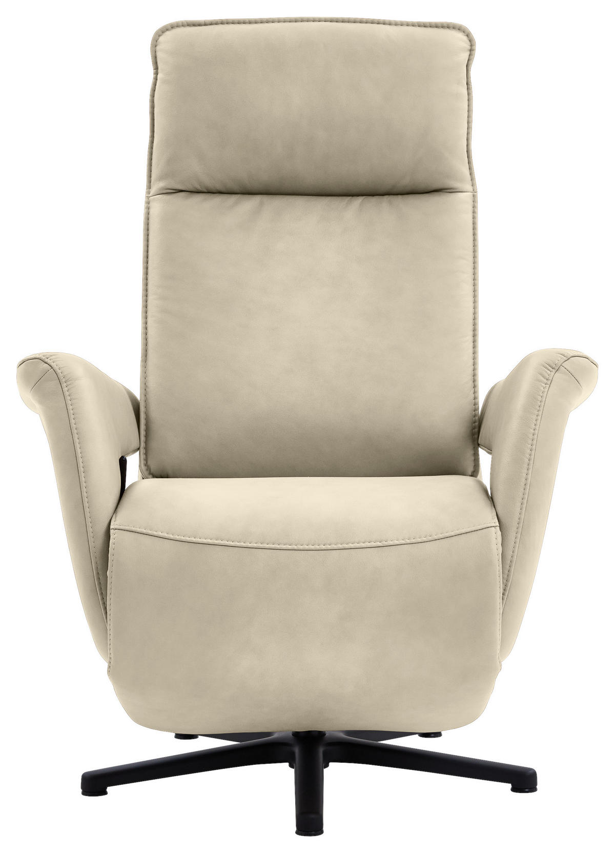 RELAXSESSEL in Leder Creme, Naturfarben  - Creme/Schwarz, Design, Leder/Metall (83/112/87-174cm) - Valdera