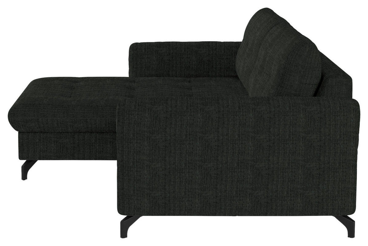 ECKSOFA in Flachgewebe, Leinenoptik Anthrazit  170/242 cm  - Anthrazit/Schwarz, Design, Textil/Metall (170/242cm) - Xora
