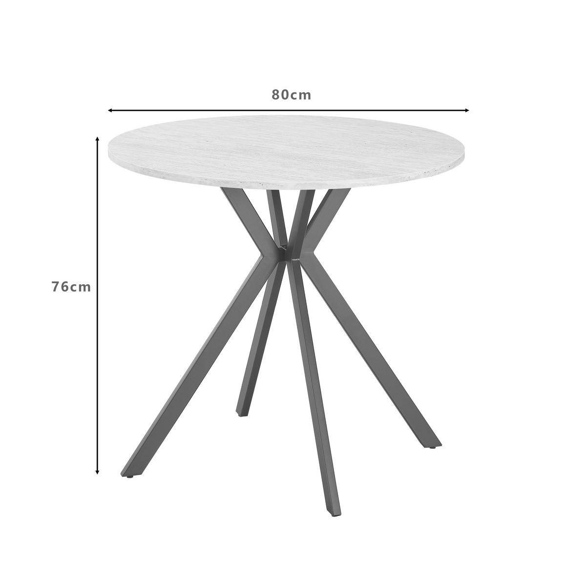 ESSTISCH 80/80/76 cm Nachbildung  Metall, Holzwerkstoff rund Schwarz, Beige  - Beige/Schwarz, Design, Holzwerkstoff/Metall (80/80/76cm) - Milino