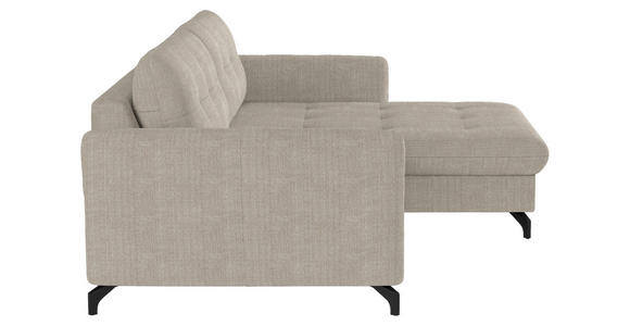 ECKSOFA in Flachgewebe, Leinenoptik Beige  - Beige/Schwarz, Design, Textil/Metall (242/170cm) - Xora