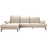 ECKSOFA in Echtleder Creme  - Creme/Schwarz, Design, Leder/Metall (184/288cm) - Novel