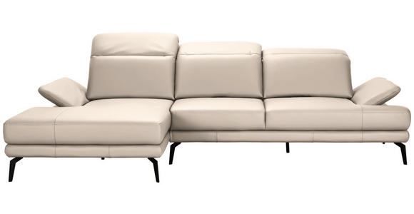 ECKSOFA in Echtleder Creme  - Creme/Schwarz, Design, Leder/Metall (184/288cm) - Novel