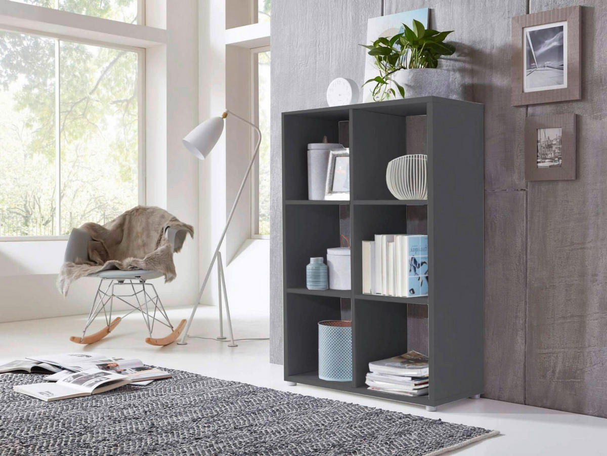 AKTENREGAL Anthrazit  - Anthrazit/Silberfarben, MODERN, Holzwerkstoff (72/108,5/33cm) - MID.YOU