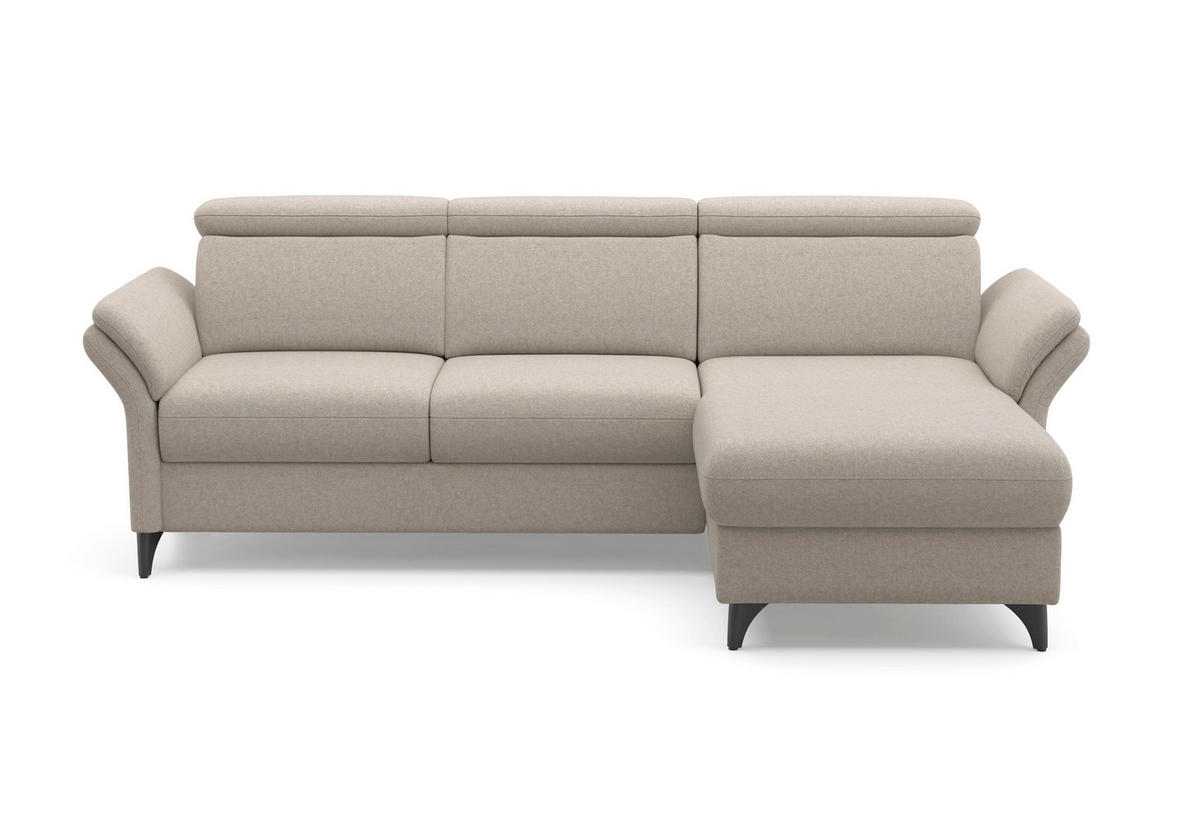 ECKSOFA GLENDALE E Taupe Flachgewebe  - Taupe/Schwarz, KONVENTIONELL, Textil/Metall (253/166cm) - Sit & More