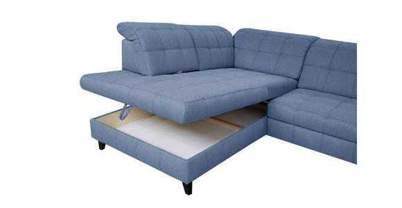 ECKSOFA in Webstoff Blau 297/216 cm - Blau/Schwarz, Design, Holz/Textil (297/216cm) - Xora