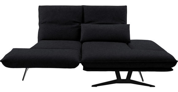 ECKSOFA in Echtleder Schwarz  - Schwarz, Design, Leder/Metall (210/130cm) - Dieter Knoll