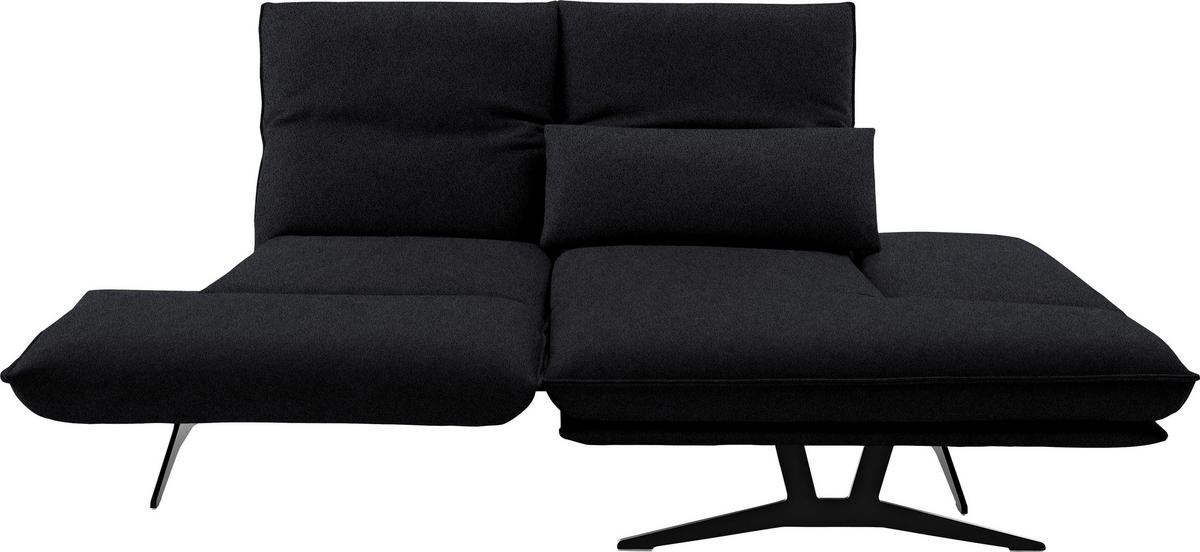 ECKSOFA in Echtleder Schwarz  - Schwarz, Design, Leder/Metall (210/130cm) - Dieter Knoll