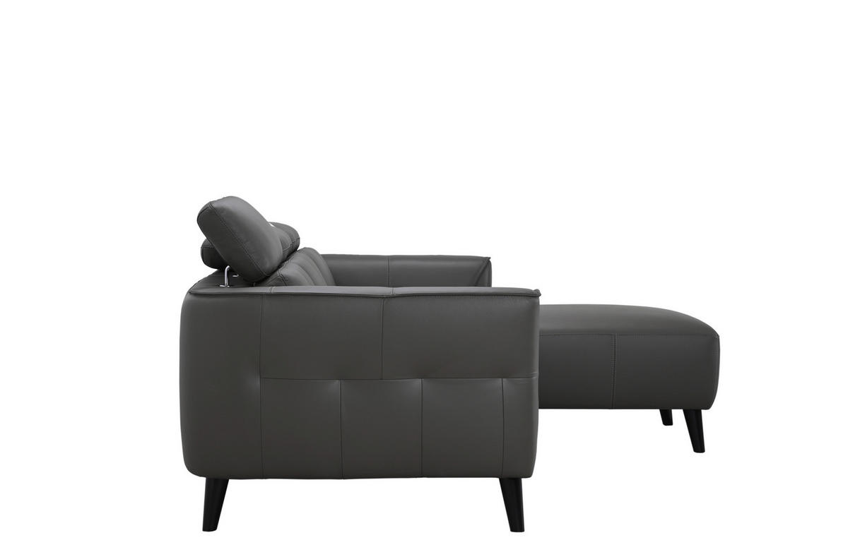 KOTNA SEDEŽNA GARNITURA, pravo usnje siva  - siva/črna, Konvencionalno, usnje (223/173cm) - MID.YOU