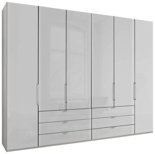 DREHTÜRENSCHRANK 300/216/58 cm 6-türig Weiß  - Chromfarben/Weiß, KONVENTIONELL, Glas/Holzwerkstoff (300/216/58cm) - Dieter Knoll