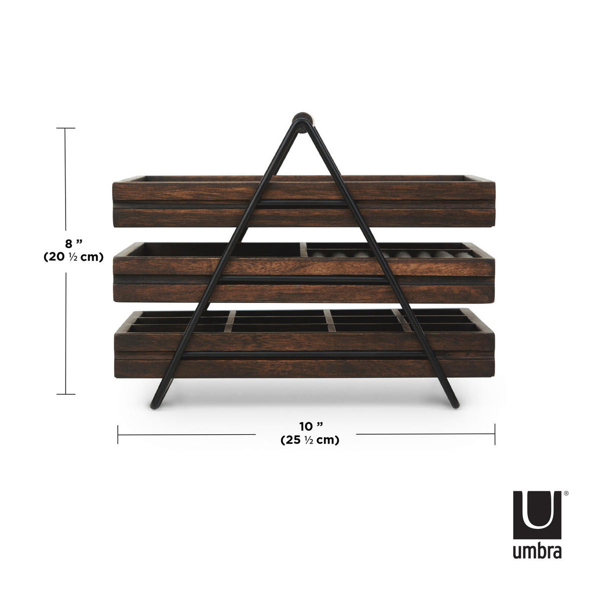 SCHMUCKKÄSTCHEN 18/20/28 cm  - Walnussfarben/Schwarz, Basics, Holz (18/20/28cm) - Umbra